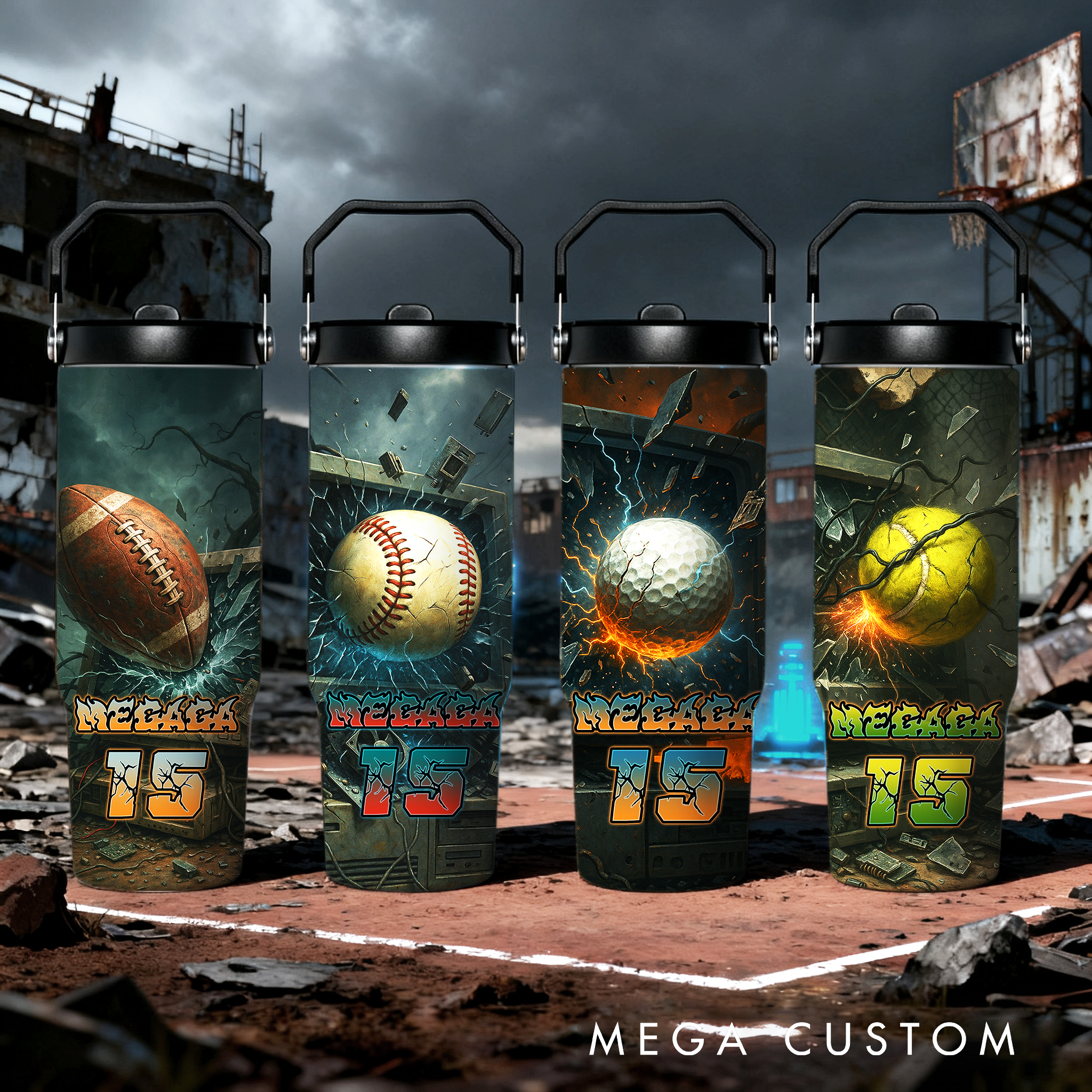 Personalized 30oz Sports Travel Mug, Customizable with Sport Type, Name, and Number, Making It The Perfect Gift for Athletes and Fans.