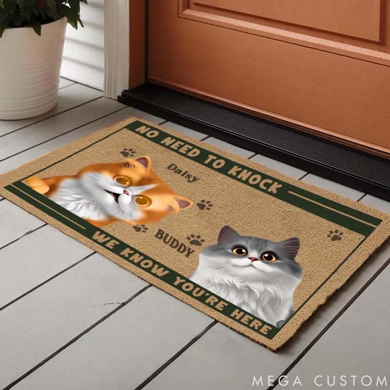 Personalized Cat Lover Paws Before People in this Happy Home Doormat