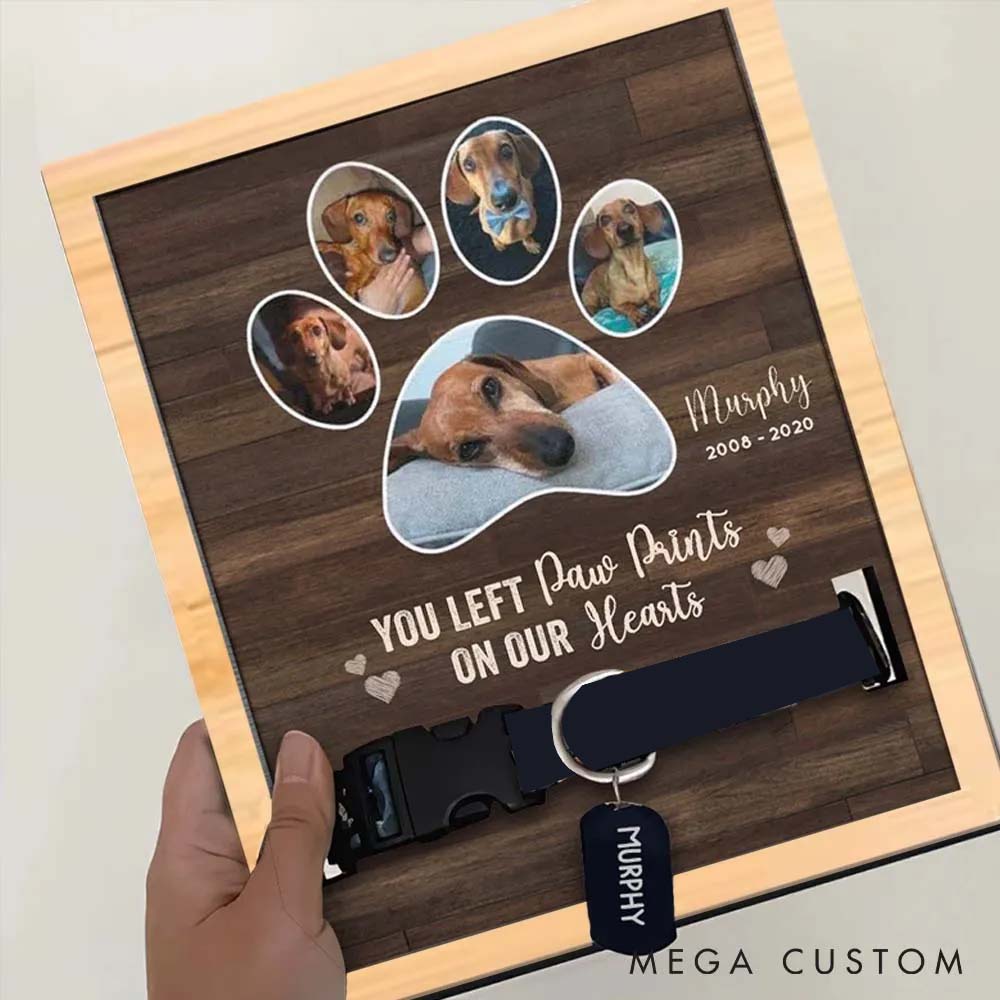 Personalized Pet Lover You Left Paw Prints on Our Hearts Pet Collar Holder