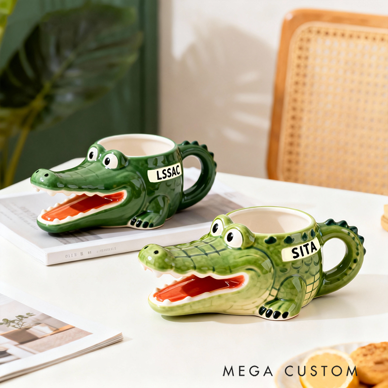 Personalized Crocodile Couple Mug Engraved Ceramic Cup Gift for Couples Valentine Anniversary Gift