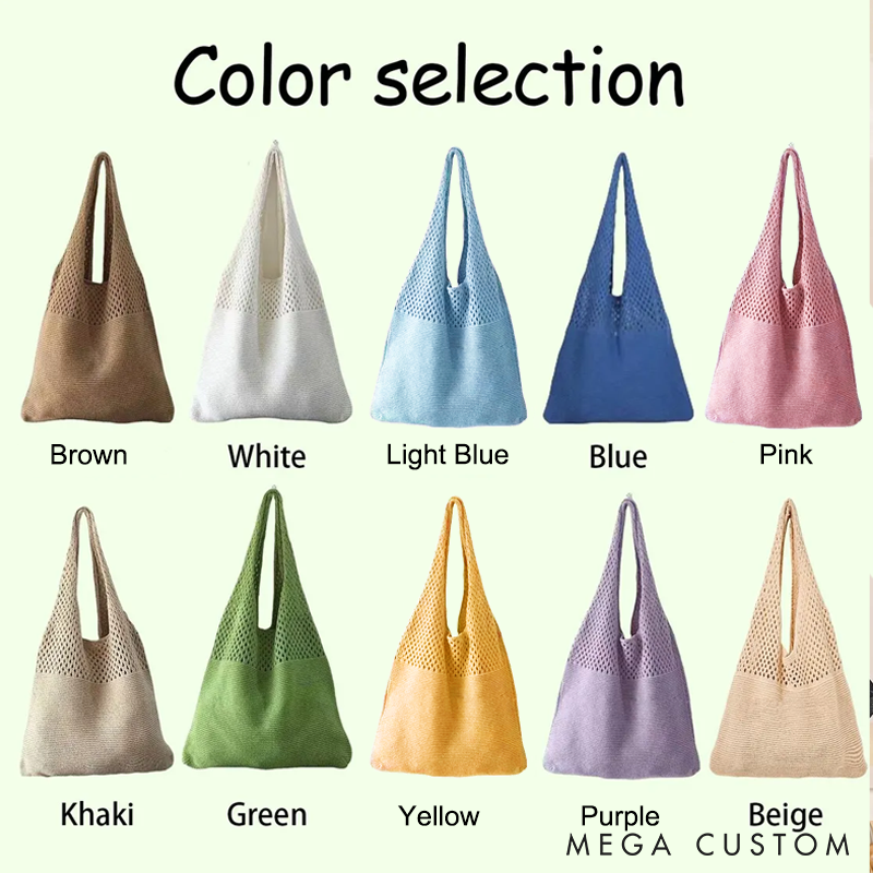 Personalized Knitted Beach Bag with Embroidered Name for Her  Crochet Tote Bag for Women Travel Vacation Gifts for Girlfriend Wife