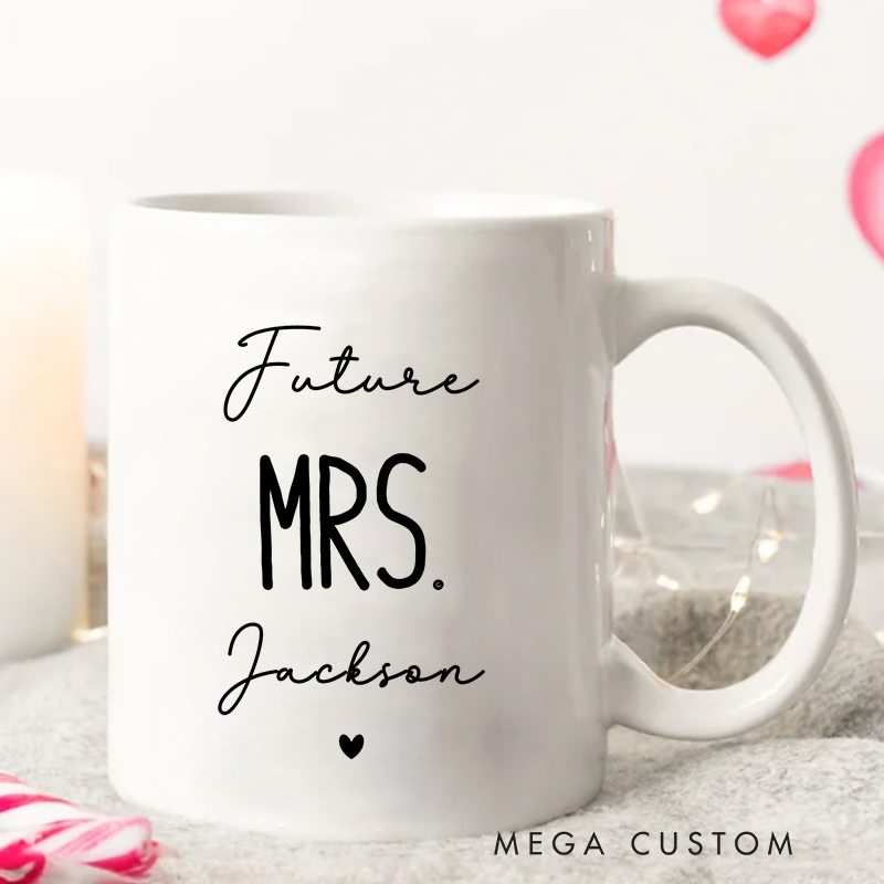 Personalized Lucky Mr. & Future Mrs.  Mug Groom Bride Ceramic Coffee Cup for Newlyweds Wedding Couple Mug for Her Him