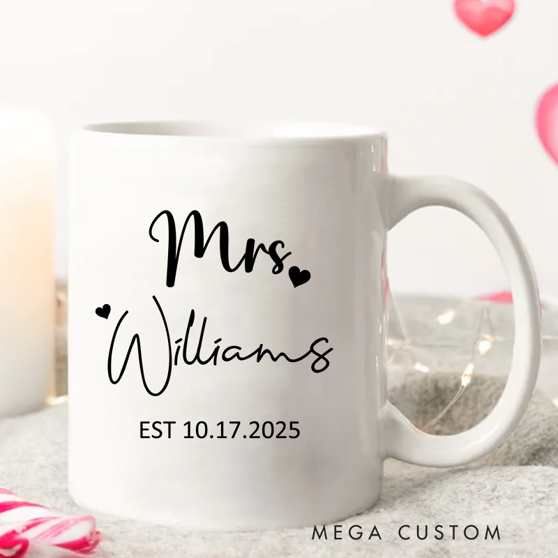 Personalized Mr. & Mrs. Wedding Mug Couple Ceramic Mug for Her Him Newlywed Present Mug Anniversary Gift