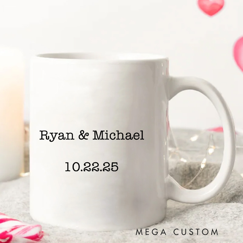 Personalized Mountain Adventure Wedding Mug Coffee Mug for Husband Wife Couple Ceramic Mug for Newlywed Couple Anniversary Gift