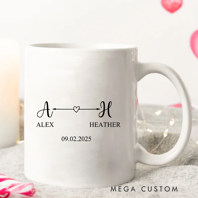 Personalized Minimalist Couple Initials Mug Couple Coffee Mug Husband Wife Coffee Cup Newlywed Anniversary Cup