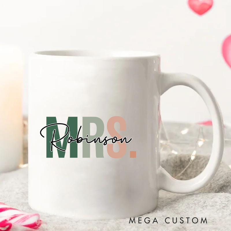Personalized Mr. & Mrs. Last Name Mug Couple Wedding Mug for Newlyweds Coffee Cup for Husband Wife Couple Anniversary Gift Mug