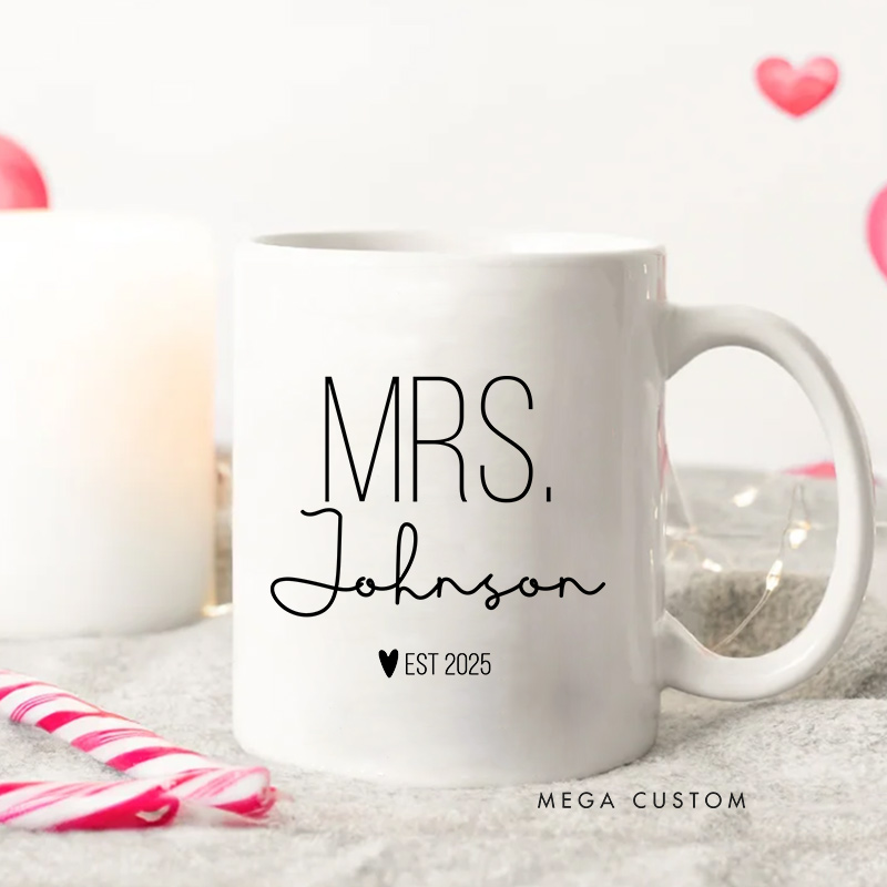 Personalized Mr and Mrs Mug Couple Anniversary Mug Wedding Coffee Cup for Her Him Ceramic Cup for Couple Newlyweds