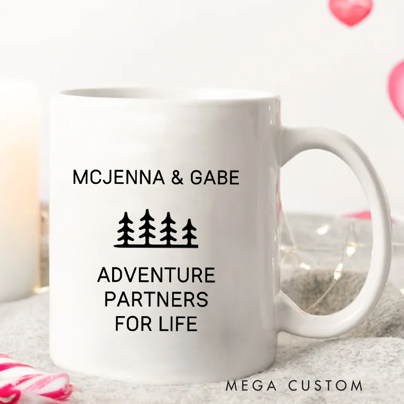 Personalized Couple Life Partner Mug Anniversary Coffee Cup for Her Him Ceramic Mug for Couple Newlyweds Anniversary Gift