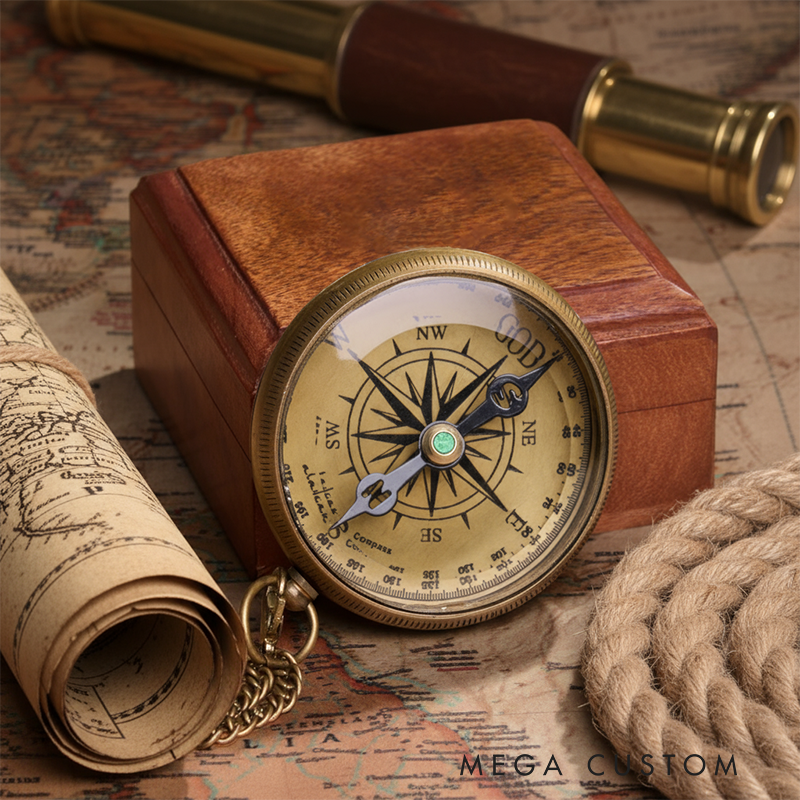 Personalized Brass Compass with Engraved Quote Memory Present to My Grandson for Birthday Baptism Graduation Confirmation Love Gift from Grandpa and Grandma