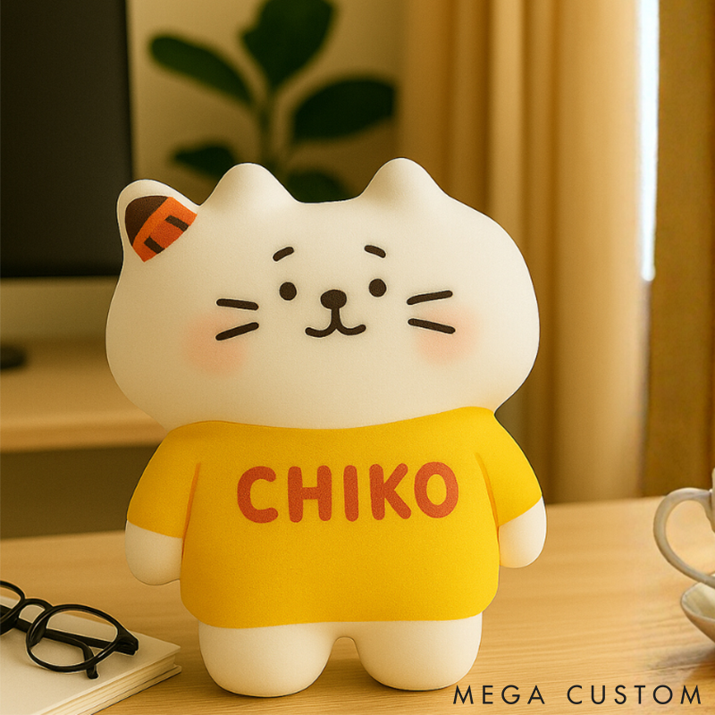 Personalized Cat Thow Pillow Custom Pillow with Name Cute Cartoon Kitty Plush Toy for Kids Cat Lovers Home or Bedroom Decor Gift