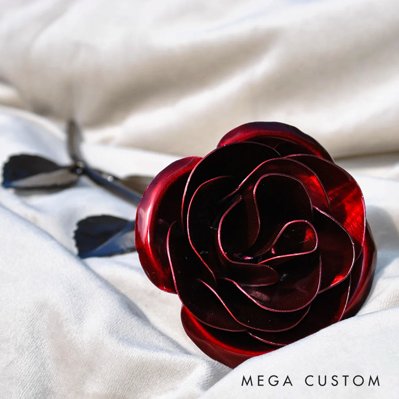 Personalized Red Metal Rose Iron 6th or Steel 11th Anniversary Gift