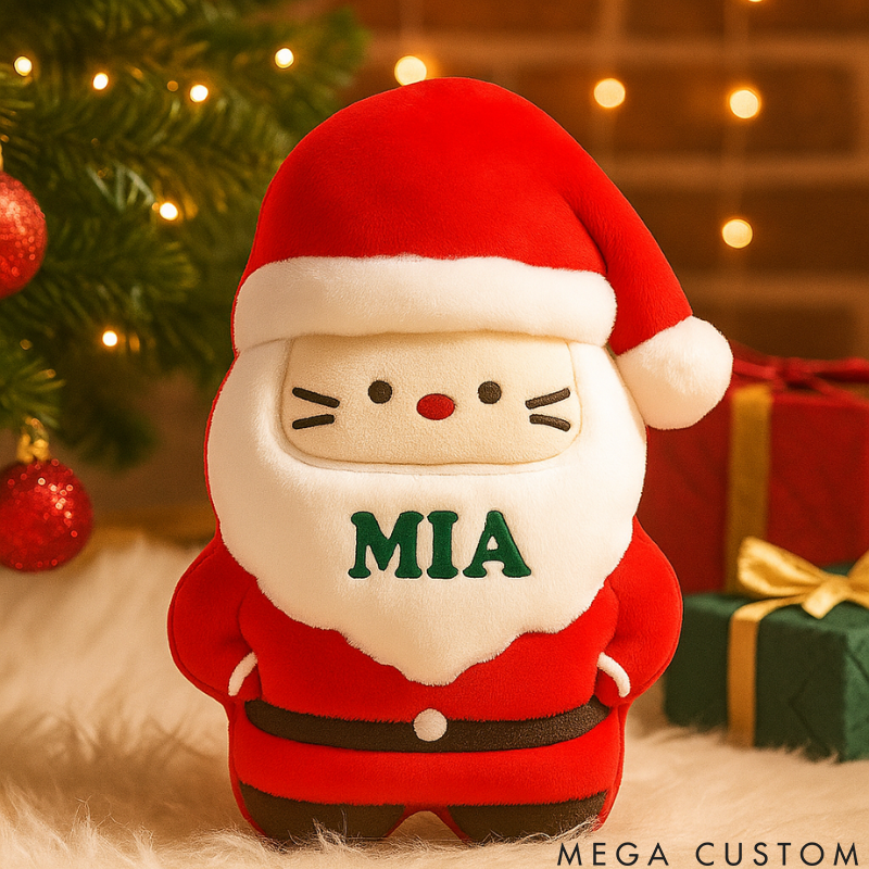 Personalized Santa Throw Pillow Custom Name Pillow for Christmas Soft Stuffed Pillow Holiday Toy for Kids Christmas Family Gift Bedroom Decor