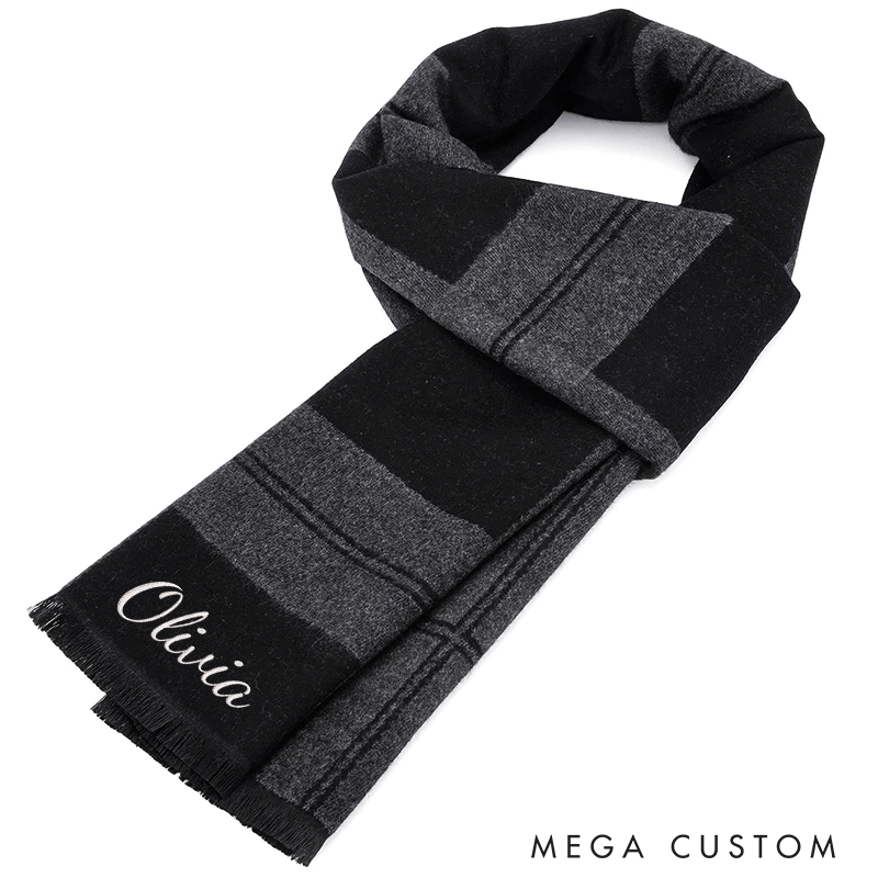 Personalised Name Embroidered Scarf for Men Custom Monogram Scarf Winter Long Scarves Gifts for Boyfriend