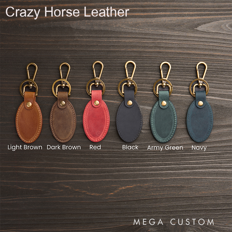 Personalized Leather Keychain for Men Custom Oval Keychain with Name Engraved Leather Key Chain Anniversary Gift for Him Groomsmen Gift Birthday Gift