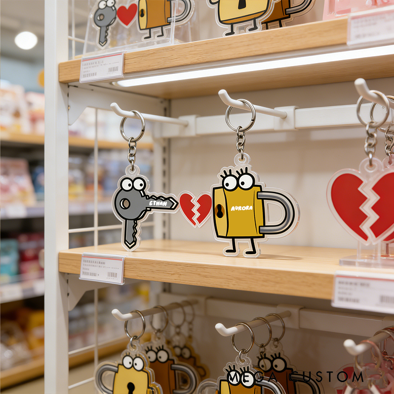 Personalized Matching Couple Keychain Custom Names Romantic Holiday Gift for Couples