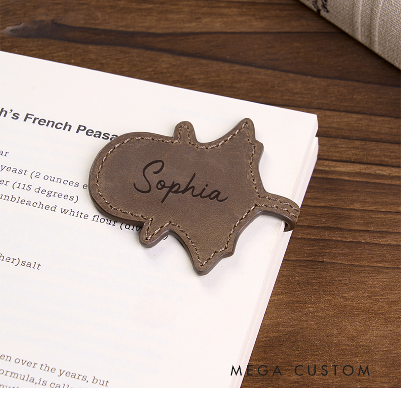 Personalized Leather Bookmark Ghost Shaped Bookmark Magnetic Bookmark Custom Name Engraved Page Marker Fun Gift for Halloween and Reading Lovers Handmade Gothic Leather Accessory