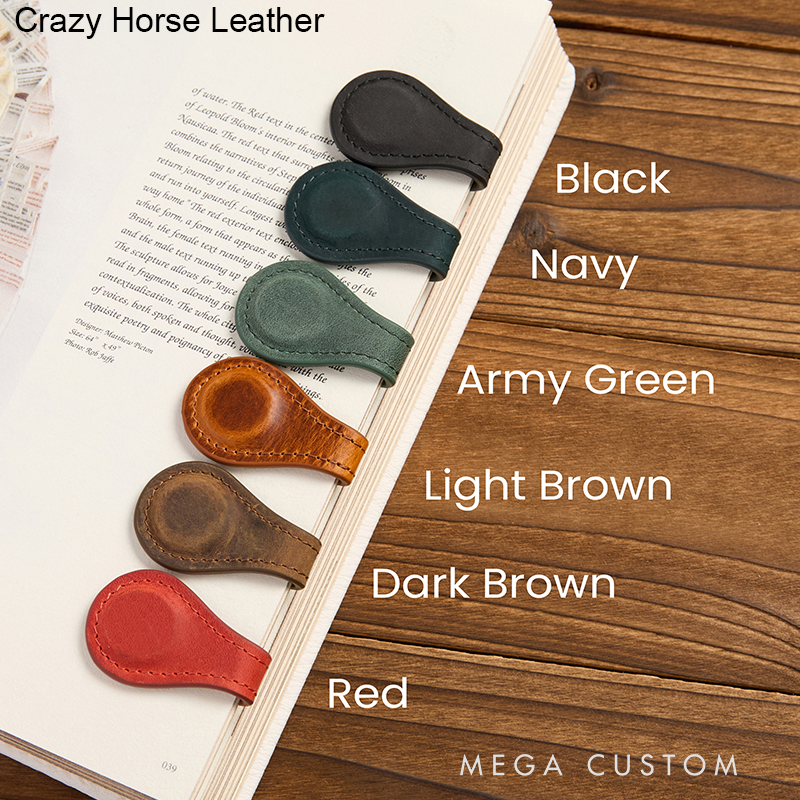 Personalized Leather Magnetic Book Mark Engraved Bookmark with Name Custom Reader Gift for Him Journal Accessory