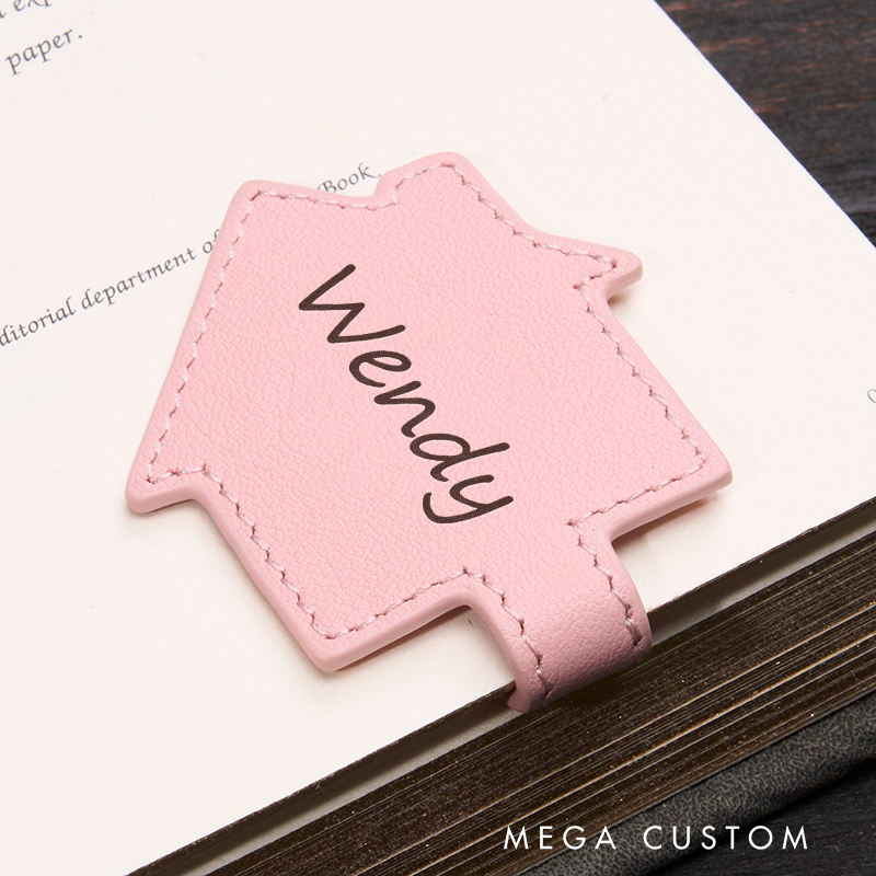 Personalized Leather Bookmark House Shaped Bookmark Magnetic Bookmark Custom Name Engraved Page Marker Gift for Readers Unique Rustic Book Accessory Housewarming Gifts