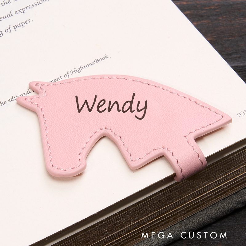 Personalized Leather Bookmark Horse Shaped Bookmark Magnetic Bookmark Custom Name Engraved Page Marker Gift for Readers and Animal Lovers Unique Rustic Book Accessory Equestrian Lovers
