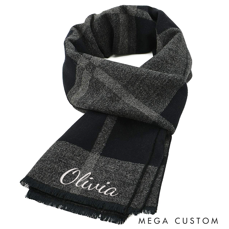 Personalised Name Embroidered Scarf for Men Custom Monogram Scarf Winter Long Scarves Gifts for Boyfriend