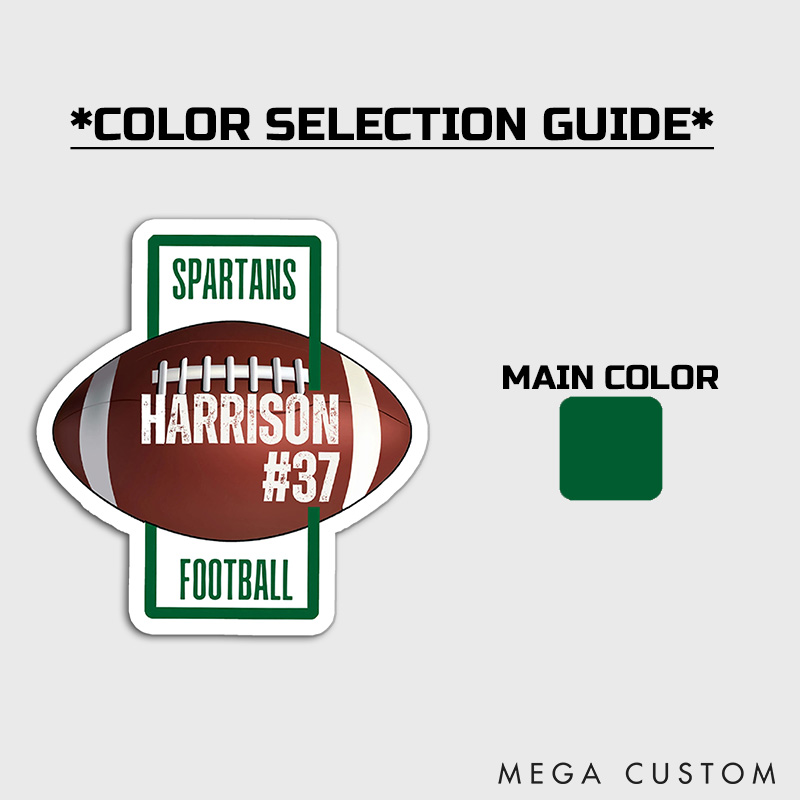 Personalized American Football Sticker 3D Design with Custom Team Name, Player Name, and Number