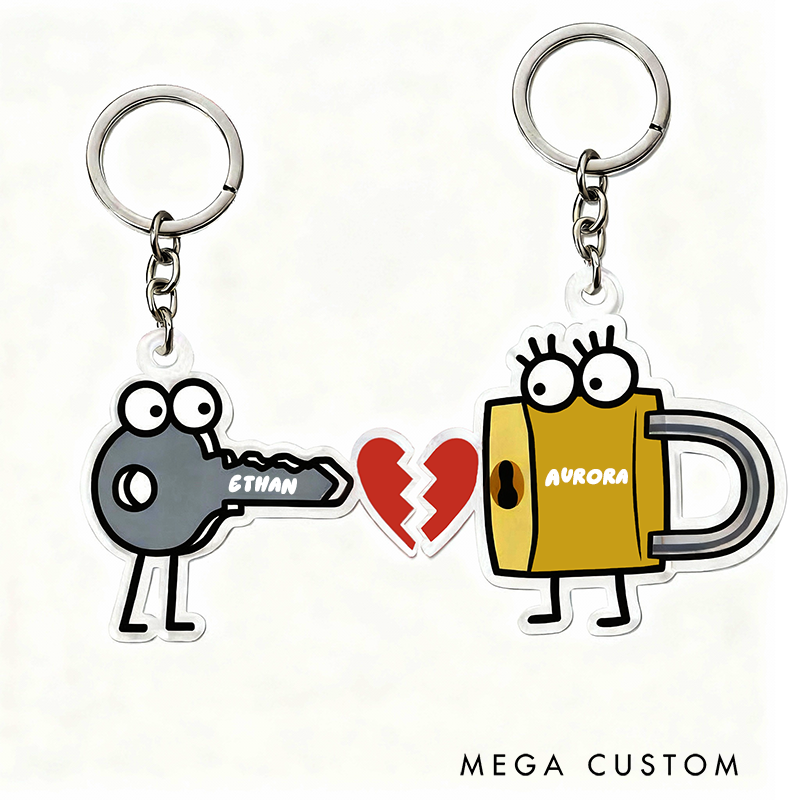 Personalized Matching Couple Keychain Custom Names Romantic Holiday Gift for Couples