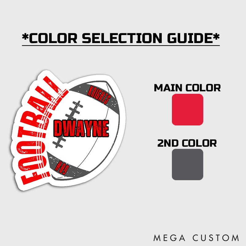 Personalized American Football Team Sticker, Customize with Player Name and Number
