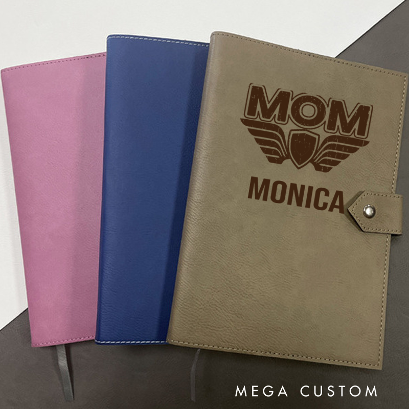 Personalized Leather Notebook for Police Officers Mom a Winged Emblems and Shields Leather Journal Appreciation Gift