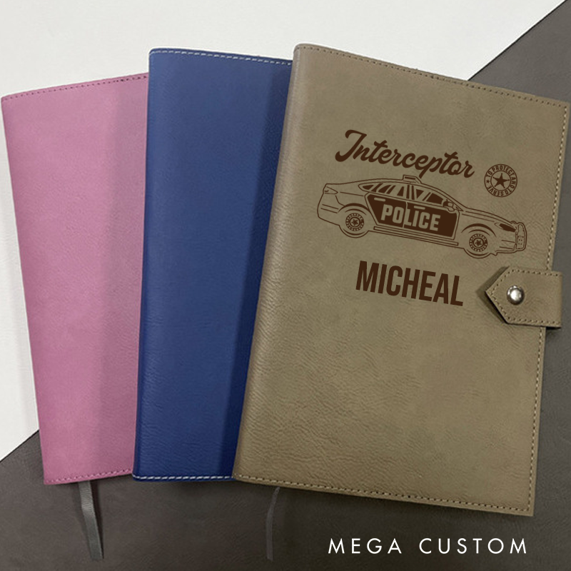 Personalized Leather Notebook for Police Officers Interceptor to Protect Leather Journal Policeman Appreciation Gift