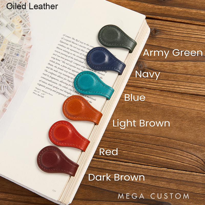 Personalized Leather Magnetic Book Mark Engraved Bookmark with Name Custom Reader Gift for Him Journal Accessory
