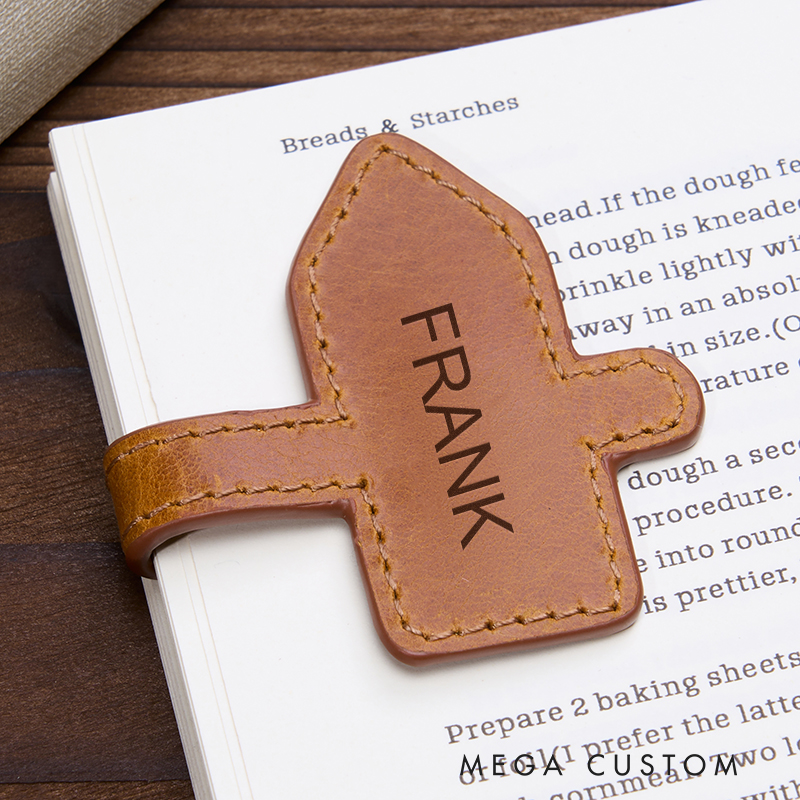 Personalized Leather Bookmark Road Sign Shaped Bookmark Magnetic Bookmark Custom Initials Engraved Page Marker, Unique Gift for Travelers and Adventurers Handmade Rustic Reading Accessory