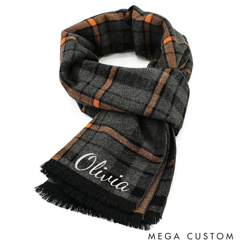 Personalised Name Embroidered Scarf for Men Custom Monogram Scarf Winter Long Scarves Gifts for Boyfriend