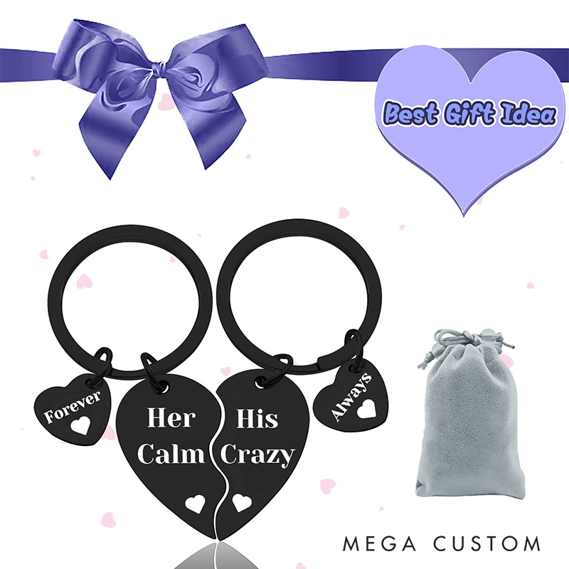 Personalized Couple Keychain for Boyfriend and Girlfriend Couple Gift for Him and Her Anniversary Keychain for Husband Wife His and Her Gift for Women Men Wedding Valentine's Day Birthday Gifts form Wife Girlfriend