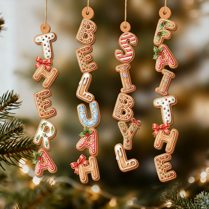 Personalized Gingerbread Alphabet Ornament Baby Name Ornament First Christmas Stocking Tags Christmas Gifts Holiday Ornament Xmas Tree Decor