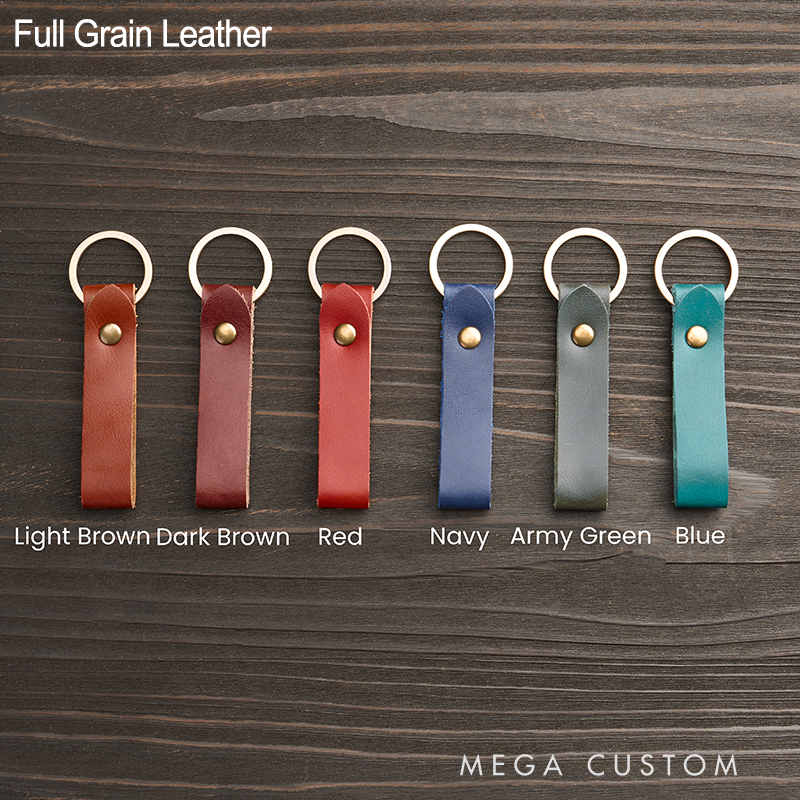 Personalized Leather Keychain for Men Custom Keychain with Name Engraved Leather Key Chain Anniversary Gift for Him Groomsmen Gift Birthday Gift for Dad Boyfriend Husband