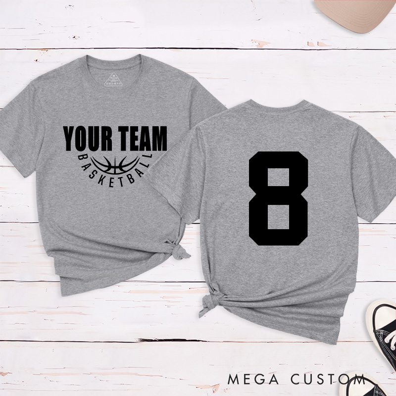Personalized Basketball Jersey Style T Shirt with Custom Team Name on Front and Player Number on Back