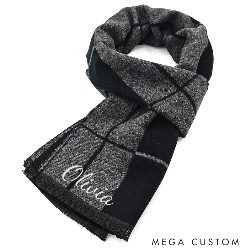 Personalised Name Embroidered Scarf for Men Custom Monogram Scarf Winter Long Scarves Gifts for Boyfriend