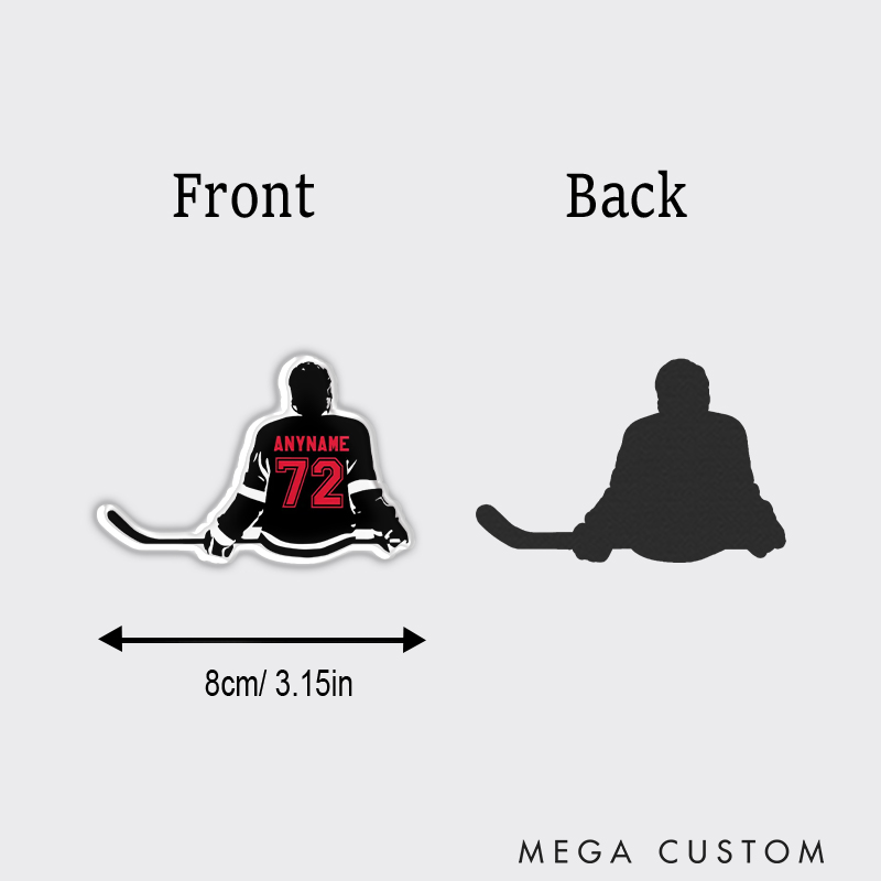 Personalized Hockey Silhouette Fridge Magnet with Custom Name and Jersey Number