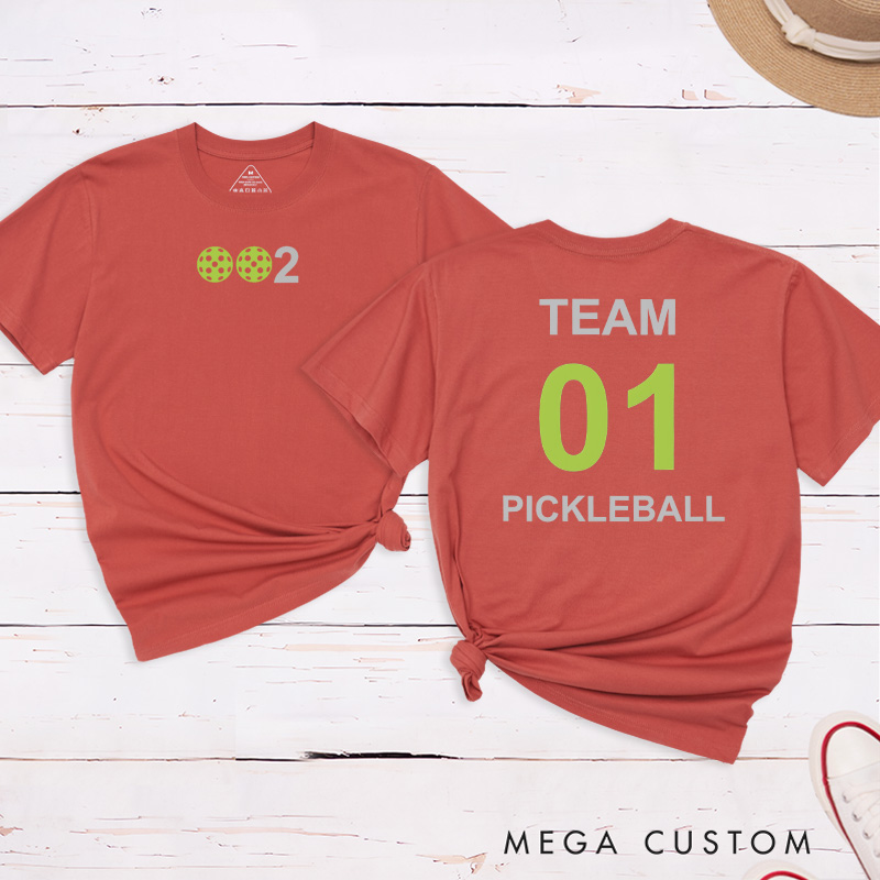 Personalized Pickleball T-Shirts Featuring Team Name and Number - Custom Pickleball Gear