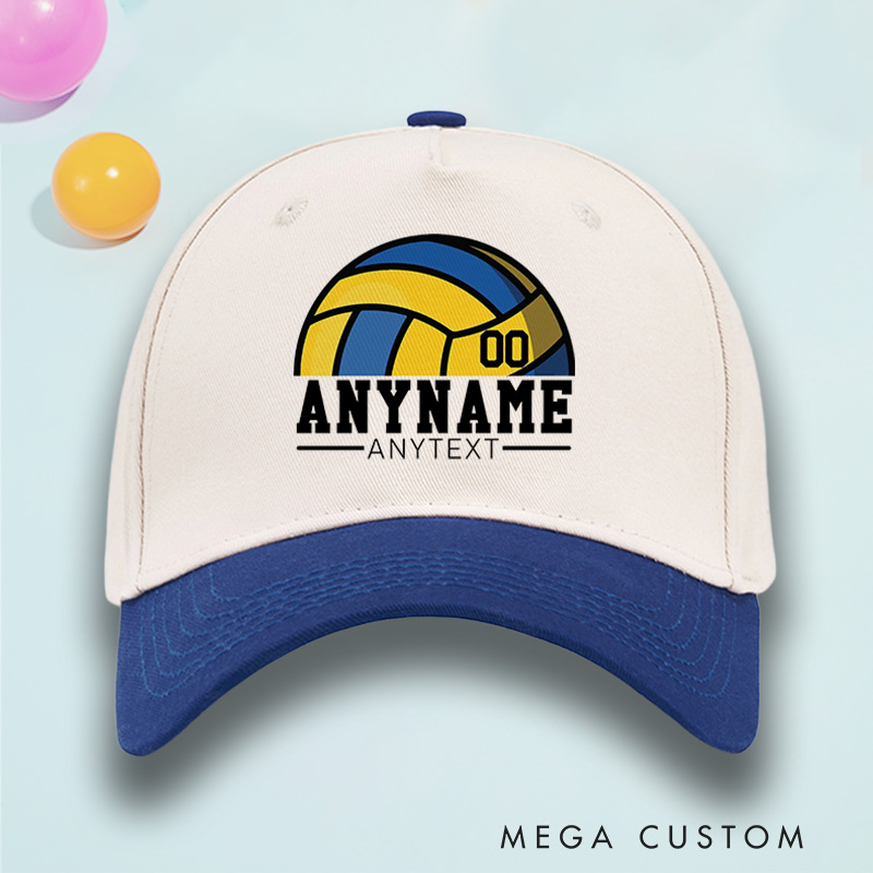 Personalized Volleyball Cotton Two Tone Cap with Custom Player Name, Jersey Number and Text