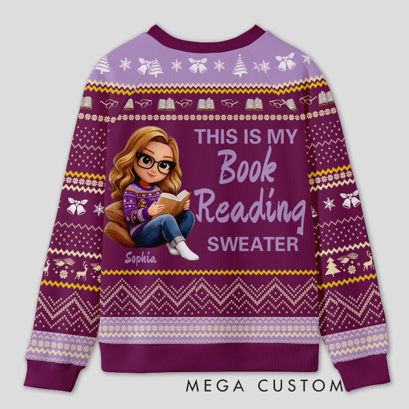 Personalized Bookworm Exclusive Reading Time Ugly Sweater Holiday Gift for Book Lovers