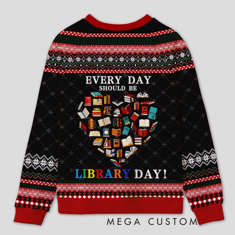 Personalized Library Day Celebration Ugly Sweater Office Holiday Party Gift for Librarians