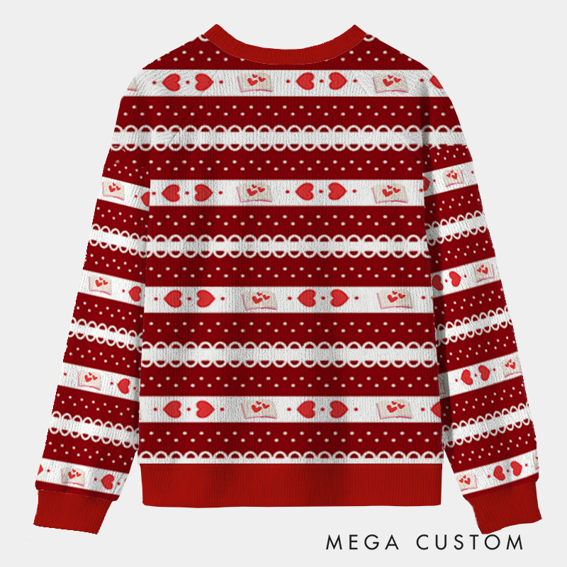 Personalized Bookish Love Heartfelt Ugly Sweater Holiday Gift for Librarians