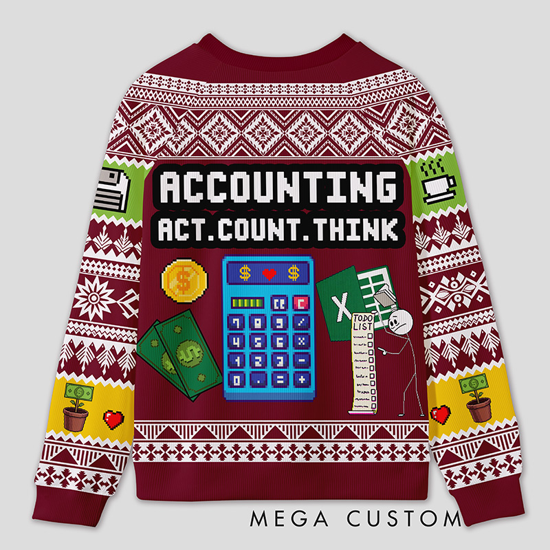 Personalized Math Competition Humor Ugly Sweater Office Holiday Party Gift for Accountants
