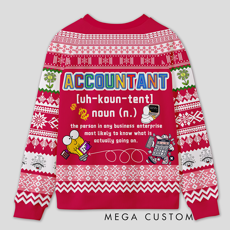 Personalized Energetic Accounting Funny Ugly Sweater Office Holiday Party Gift for Finance Pros