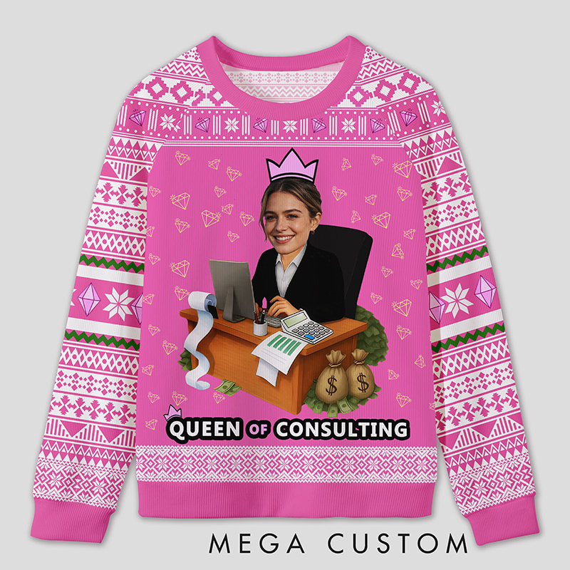 Personalized Accounting Queen Funny Ugly Sweater Office Holiday Party Gift for Finance Divas