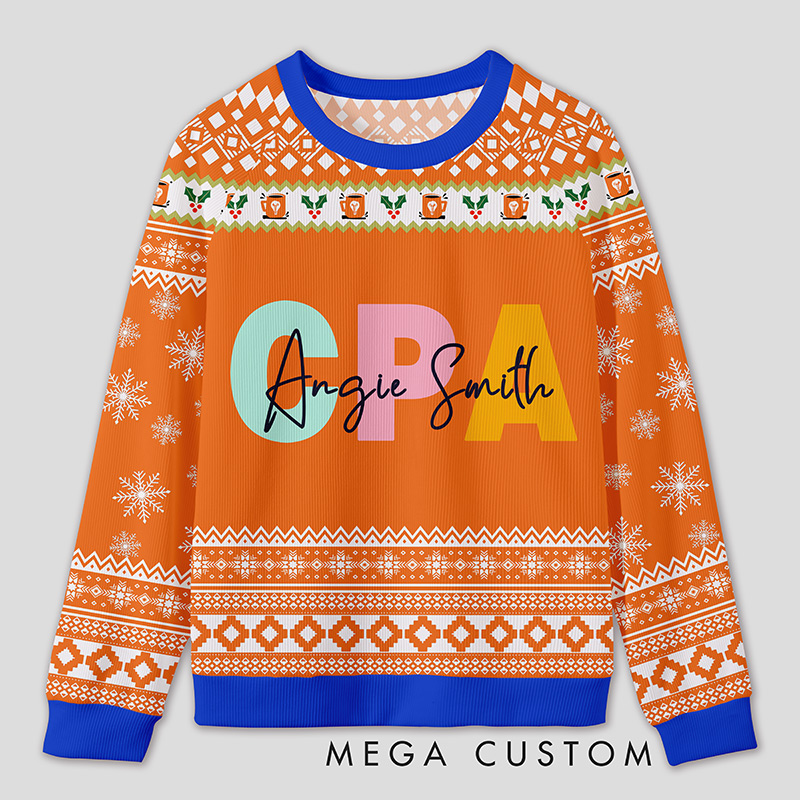 Personalized Certified Accountant Celebration Funny Ugly Sweater Festive Gift for Finance Pros