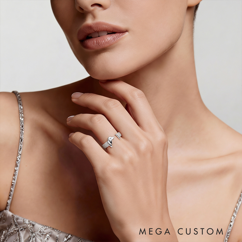 Personalized Dog Nailhead Ring with Engraved Message and Pet's Birthstone Unique Sterling Silver Jewelry for Dog Lovers