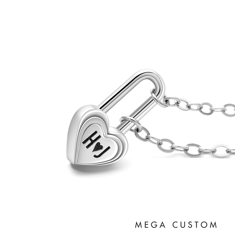 Personalized Sterling Silver Heart-Shaped Lock Necklace Necklace 925 Sterling Silver Gifts for Her