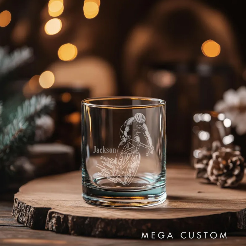 Personalized Road Biker Glasses Cycling Whiskey Wine Beer Glassware Gift Biker Themed Drinkware Bike Sports Gift Outdoor Road Bike Enthusiasts